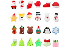 DERAYEE 24 PCS Christmas Mochi Squeeze Toys, Squishy Toys Stress Relief Toy Tree Santa Claus Bear Goody Bags Filler Gifts for Party Favors