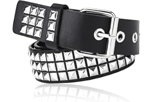 CAYBATS Cinturón de Tachuelas Punk Rock para Hombre y Mujer, Cinturón Punk, Cinturon Gotico, Cuero PU Gótico, Moda Y2K, Accesorios con Remaches Piramidales Plateados-Para Jeans, Chaquetas y Vestidos de Cuero
