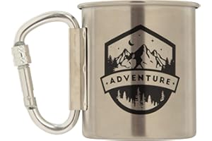 Mountain Warehouse Tazza con Stampa Adventure Awaits - Tazza per tè e caffè in Acciaio Inox, Manico a moschettone, Facile da Pulire - Campeggio, Escursioni, Picnic
