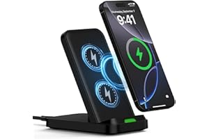 AILKIN 15W Fast Wireless Charger Stand Induktive Ladestation für Samsung Galaxy S25 Ultra/S24 FE/S23/S22/S21/S20/Z Flip6, Google Pixel 9/9 Pro/8/8 Pro/7, Fast Handy Kabelloses Ladegerät für iPhone 16/15/14