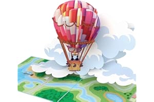 MOKIO® Carte Pop-Up – Montgolfière – Carte de vœux 3D pour un vol en montgolfière, comme carte d'anniversaire ou bon pour un voyage en ballon à air chaud