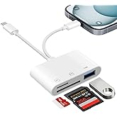 Clomnpe SD Card Reader for iPhone USB C, Apple MFi Certified, Card Reader with SD, TF and USB, Two-Way Transfer &amp; Plug and Pl