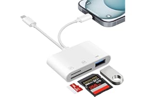 CLOMNPE [Apple MFi Certified] Lecteur Carte SD pour iPhone, Lightning USB C Adaptateur Carte SD pour SD/Micro SD/USB, Adaptateur SD pour iPhone 16/15, iPad, MacBook, Galaxy S24/S23, Huawei, Xiaomi, Caméra