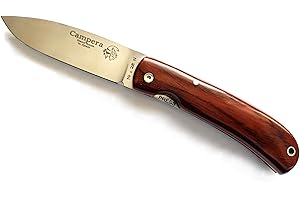 J&V Navaja Campera Cuchillo Plegable de Bolsillo para Acampada Bushcraft Campo Supervivencia Caza Pesca Marcha, Hoja de 8,5 cm Acero Inoxidable Sandvik 14C28N, Hecho en España