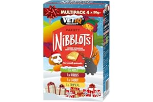 VETIQ Nibblots Treats Variety Pack with Added Vitamins in a Soft Chewy Centre for Small Animals, Suitable For Rabbits, Guinea Pigs & Hamsters, 30 g (Pack of 4)