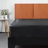 Lirex Satin Fitted Sheet 150 x 200 cm, for Mattress up to 35 cm Height, Polyester Satin Bedding, Luxurious and Soft, Black