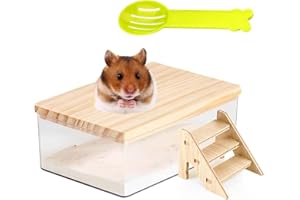 ZQuintuplian Hamster Sand Bath, Box Container Hamster Bath Sand Gerbil Sand Bath Hamster Dust Bath Hamster Bath Container With Ladder Chinchilla Dust Bath Hamster Accessories(Without sand) (style2)