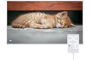 Hocosyme Infrarotheizung Bild 500W, Temperatura Massima può Taggiungere i 120 gradi Celsius entro 3 Minuti - con Termostato Touch - 10 Anni di Garanzia - Certificazione TÜV - Gatto