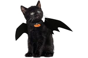 JIASHA Kostium kota Bat Wings, ubranie na Halloween, pies nietoperz, nietoperz, kostium kota, nietoperza, skrzydła nietoperza dla zwierząt domowych, 2 szt. Pumpkin Bell