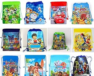 ANG Cartoon Printed Dori Bag for Kids Favor / Haversack Bag | Birthday Party Return Gift for Boys/Girls(Color-Miulti) (Boys, 12)