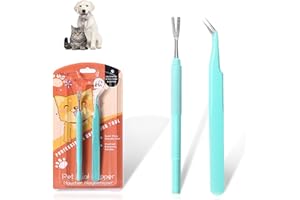 Yoezuo Zeckenzange, 2 Stücke Edelstahl Zeckenentferner Zeckenpinzette Zeckenhaken für Hunde Katzen Pferde Haustiere Menschen 1 Tick Entfernung Pinzette + 1 Zeckenkarte Schaufel