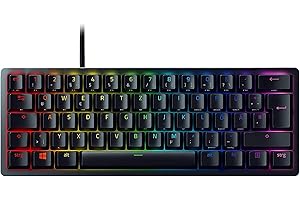 ‎RAZER Razer Huntsman Mini (Purple Switch) - Kompakte 60% Gaming Tastatur (Klickende Optisch-Mechanische Switches, Doubleshot PBT-Tastenkappen, Abnehmbares USB-C Kabel) QWERTZ DE-Layout | Schwarz