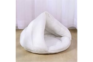 YAOTT Chat Tente Lit Panier pour Chien Petit Doux et Confortable Sac de Couchage de Chat Niche Dôme Igloo pour Animal de Compagnie Petit Nid Pliable Chuad Grotte Blanc 50×60×32cm