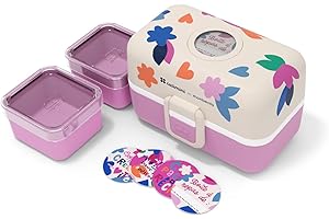 monbento X Catimini - Lunch Box Bambini MB Tresor Cream Paper Cut - Porta Pranzo con 3 Scomparti - Perfetto per Pranzi o Merende a Scuola/Parco - Senza BPA - Sicuro Per Uso Alimentare - Crema Rosa