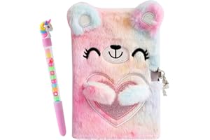 FENYW Diario Segreto Bambina con Lucchetto, Set di Taccuino in Peluche, Set Regalo per Astuccio Include Diario Segreto e Penna, Regalo per Bambina di 5 6 7 8 9 10 11 12 Anni