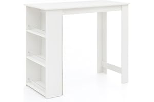 ‎FINEBUY MÖBEL ZUM WOHLFÜHLEN FineBuy Bartisch 120 x 60 cm Stehtisch Holz Küchenbartisch, Bartresen mit integriertem Regal, Tresentisch mit Bar, Tresen Küchen Tisch