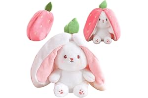 DORALER Bunny Toys for Kids,Bunny Toy,Rabbit Soft Toy,Cute Rabbit Teddy Stuffed Animal Pillow, Big Ear Cuddly Rabbit Plushie Easter Decor Birthday Gifts for Adults Boys Girls Orange (Strawberry,7 IN/0.14kg) …
