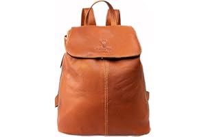 Woodland Leathers Genuine Leather anti theft backpack for women, Medium Brown and Black ladies backpack handbags ruck sack, Waterproof with Antitheft Zipper