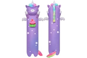 Mewaii Kawaii Peluche Licorne Long Oreiller 50CM, Coussin Doux et Moelleux, pour Enfants et Adultes