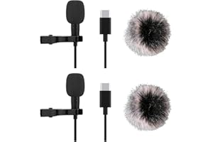 Tomedeks Tomdesk Microphone PC 3.5mm Jack Audio avec Clip et Fourrure Pare-Brise, 2m Mini Micro Asmr Cravate Interview Condensateur Omnidirectionnel avec Adapter USB C, pour iPhone Samsung Xiaomi