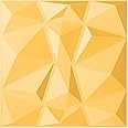 Kayra Decor 3D Wall Panel Gold Diamond Design 19.7" x 19.7" Pack of 12 Tiles, Covers 32.28 Sq Ft (PVC)