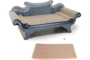 SONGWAY Kratzbrett für Katzen aus Pappe – Sofaform Katzen Wellpappe Kratzmöbel, Kratzspielzeug für Katzen, Kratzlounge Katzen mit eine Matte, Kratzpad für Katze, Katzenspielzeug Kratzen Pappe, Blau