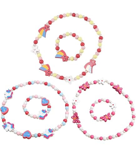 Bijoux Licorne Enfants Set Bijoux Licorne Hifot Pour Fille - Collier, Bracelet, Bague, Boucles D'oreilles Et Accessoires Collier Bracelet Licorne