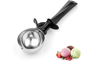 TJ POP Porzionatore per Gelato in Acciaio Inox da 90 ml, con Grilletto e Impugnatura Ergonomica, Cucchiaio Multiuso per Ghiaccio, Frutta e Dolci