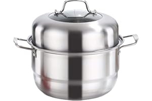 courti 28CM Heavy Duty Stainless Steel Steamer Pot, Induction Large Premium Stainless Steel Steamer Set For Kitchen, Heavy Duty Cooking Pot Kitchen Cookware, Of Durable Stainless Steel