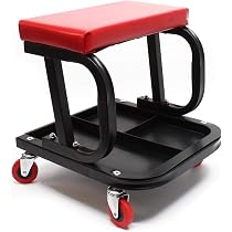 Tabouret De Mécanicien Wiltec - Mobile Sur Roulettes - Plateau Amovible Et Rangement - Capacité 120kg - 53x38x38cm