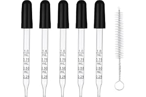 NUTKIT 5 stycken glaspipetter 1 ml, pipettdroppare med gummihuvud, glassugrör med mätningar och rengöringsborste, flytande dr