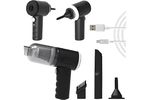 kitchen gizmo Portable 3-in-1 Car Vaccum Cleaner with Blower, USB Rechargeable, Black, Wireless Handheld Mini Design, Strong Suction, Washable HEPA Filter for Car, Home, Travel (Multi)