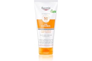 Eucerin Sun Body Oil Control Gel-Crema FPS 50+ (200 ml), protección solar 50+ en gel con filtros UVA/UVB, crema para el sol antibrillos, protector solar para piel grasa, mixta y con tendencia acneica