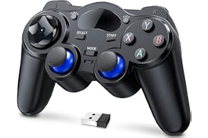 Angju USB Wireless Gaming Controller Gamepad for PC/Laptop Computer(Windows XP/7/8/10) & PS3 & Android & Steam - [Black] (Black)