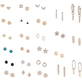 Zaveri Pearls Set Of 25 Gold Tone Smart Casual Wear Studs & Hoop Earrings For Women-ZPFK14053