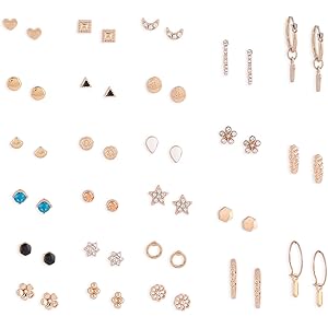 Zaveri Pearls Set Of 25 Gold Tone Smart Casual Wear Studs & Hoop Earrings For Women-ZPFK14053