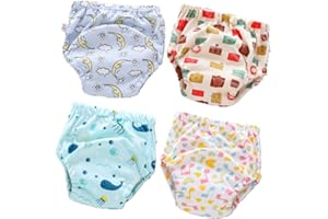 MORBUY-SHOP Culotte d'apprentissage Lavables Bébé, Morbuy 4 Pack Coton Couche-Culotte Anti-Fuite Potty Pantalon de Formation Imperméables pour Garçon et Fille, 6 à 36 Mois