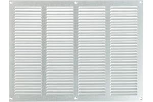 Steinberg14 Griglia di Ventilazione Rettangolare 400x300 mm - Griglie di Aerazione in Metallo Zincato - Serranda di Scarico dell'aria con Zanzariera - Copri Bocchetta Interna a Parete e a Soffitto