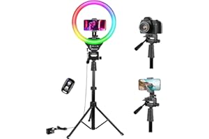 UBeesize 12 Zoll RGB Ringlicht Stativ mit Fernauslöser - Dimmbares Selfie Ringlicht für Selfie, Live Stream, Makeup, TikTok, YouTube