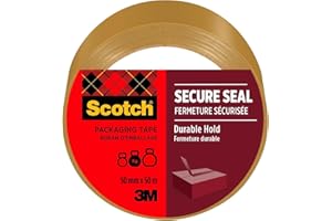 Scotch Ruban Adhésif d’emballage Pour Fermeture Sûre, Havane, 50 mm x 50 m, 1 Rouleaux/Paquet - Idéal pour la Fermeture de Colis et des Boîtes d'Expédition