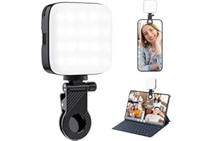 ETENTOUS 64 LED Videoleuchte, Handy Selfie Licht mit Clip, Kamera Licht Klein Dimmbare 3000K-9900K, Foto Licht Kompakte, 2000mAh Akku Videolicht für Phone/Laptop, Zoom TikTok Live Streaming