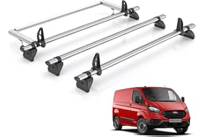 VAN DEMON Rhino Roof Rack for Ford Transit Custom (2013-2024 GEN1) [Only Fits Standard Roof] 3 Roof Bars & Rear Ladder Roller + Loadstops - KR26/TB3FL/KLS2