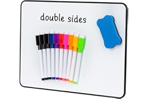 DOEWORKS Magnetic Whiteboard 30 x 21cm, Mini Double Sided White Board, Portable Blank Whiteboard for Home School Office, Black