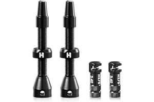 HZJD 2Pezzi Valvole Presta Tubeless Bici, Nero, Strumento per la rimozione dei raggi del nucleo integrato(44 mm)