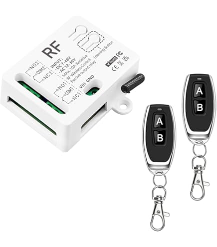 QIACHIP 433MHz RF draadloze afstandsbediening, schakelaar, 2 kanalen, AC 220 V, 230 V, 240 V, draadloos relais, ontvanger met 2 zenders voor motor QIACHIP 433MHz RF draadloze afstandsbediening, schakelaar, 2 kanalen, AC 220 V, 230 V, 240 V, draadloos relais, ontvanger met 2 zenders voor motor