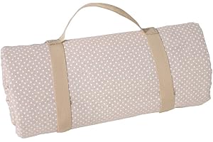 Les Jardins de la Comtesse - Mantel de Picnic Rectangular XL Beige con Puntos Blancos - Algodón y Reverso Impermeable Poliéster - 140 x 280 cm - También para Mesa de Jardín - Manta Plegable y Portátil