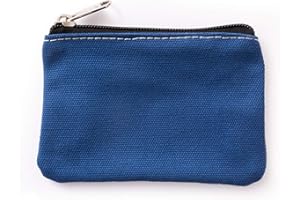 Hibate Small Canvas Coin Purse Holder Wallet Zip Pouch Money Purses Bag for Women Men Kids (Blue)