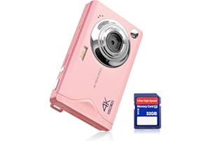 Fotocamera digitale CCN, 48MP 1080P FHD Fotocamera con schermo da 3,0", 16X Zoom Digitale Macchina fotografica compatta portatile con 32GB TF Card, Cavo USB, per adolescenti bambini adulti, Rosa