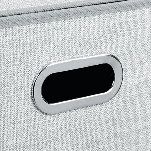 mDesign Wäschetruhe – Design Wäschekorb für Kinderzimmer, Bad oder Schlafzimmer – faltbar im Jute-Look mit zwei Fächern – grau - 3