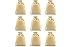 SIMMPU 50 Pezzi sacchetti in lino canapa Sacchetti per Gioielli di Tela con Coulisse sacchetto di iuta con cordoncino riutilizzabili Cachi sacchetto in lino per Gioielleria moneta caramella Chicchi di caffè